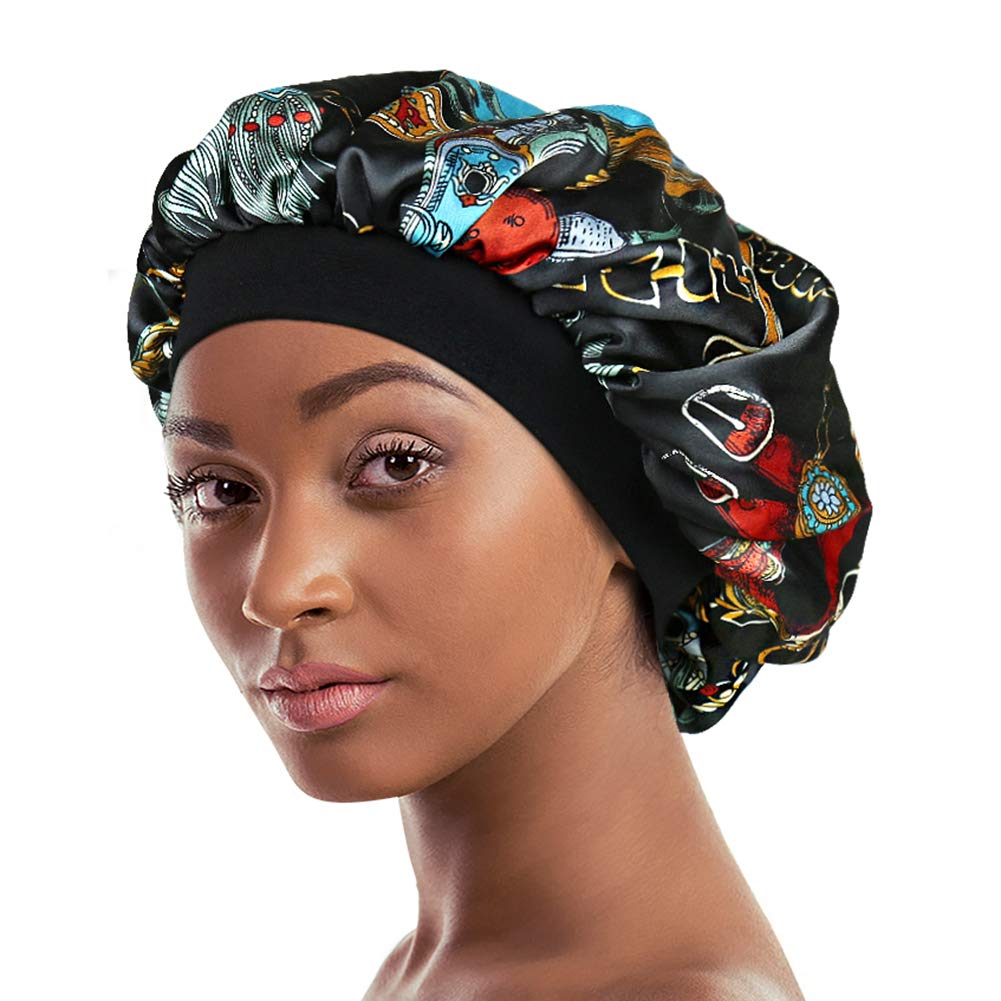 Satin Bonnet for Sleeping Double Layer Night Cap with Soft Elastic Beauty and Personal Care Alnorm