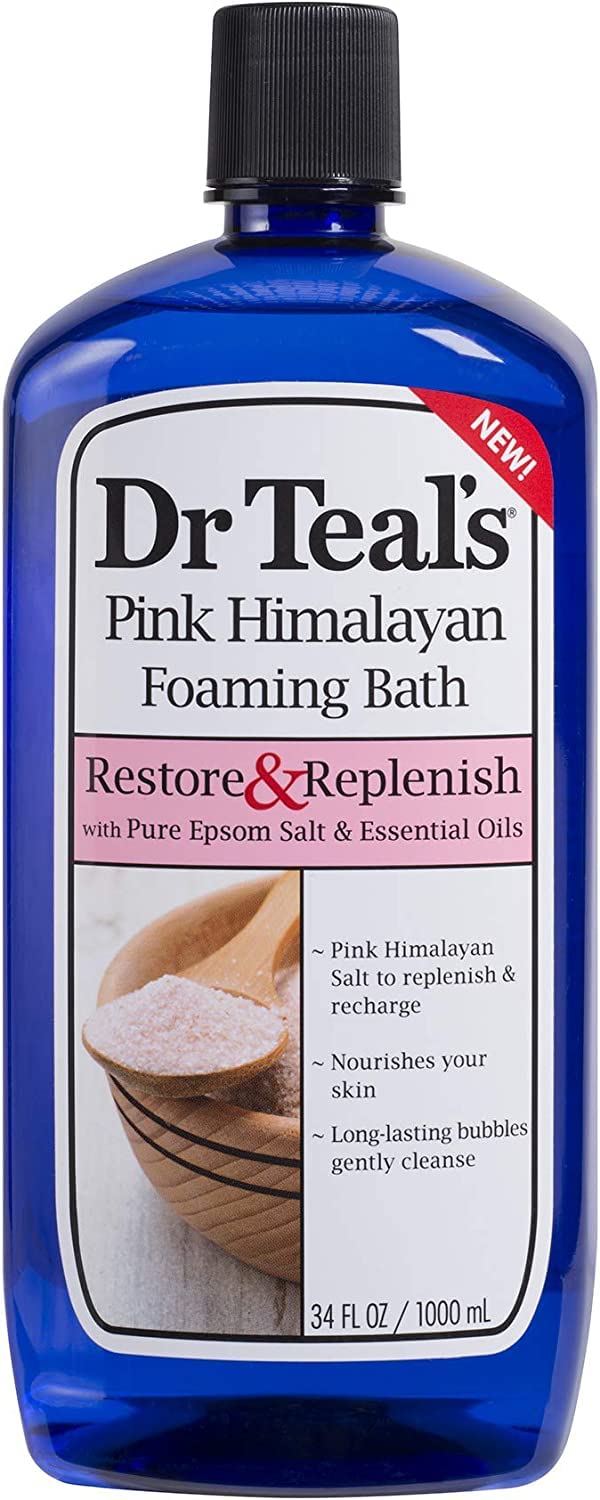 Dr. Teal's Pure Epsom Salt Foaming Bath Gift Set (2 Pack, 34 oz ea.) - Restore & Replenish Pink Himalayan and Glow & Radiance with Vitamin C & Citrus Beauty and Personal Care Dr Teal's