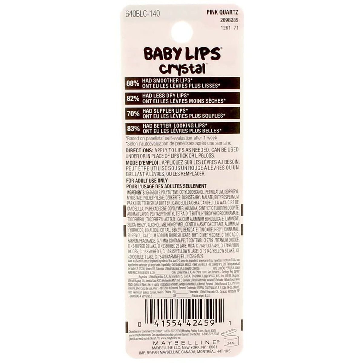 Maybelline New York Baby Lips Crystal Lip Balm, Pink Quartz [140] 0.15 oz (Pack of 3) Beauty & Personal Care MAYBELLINE