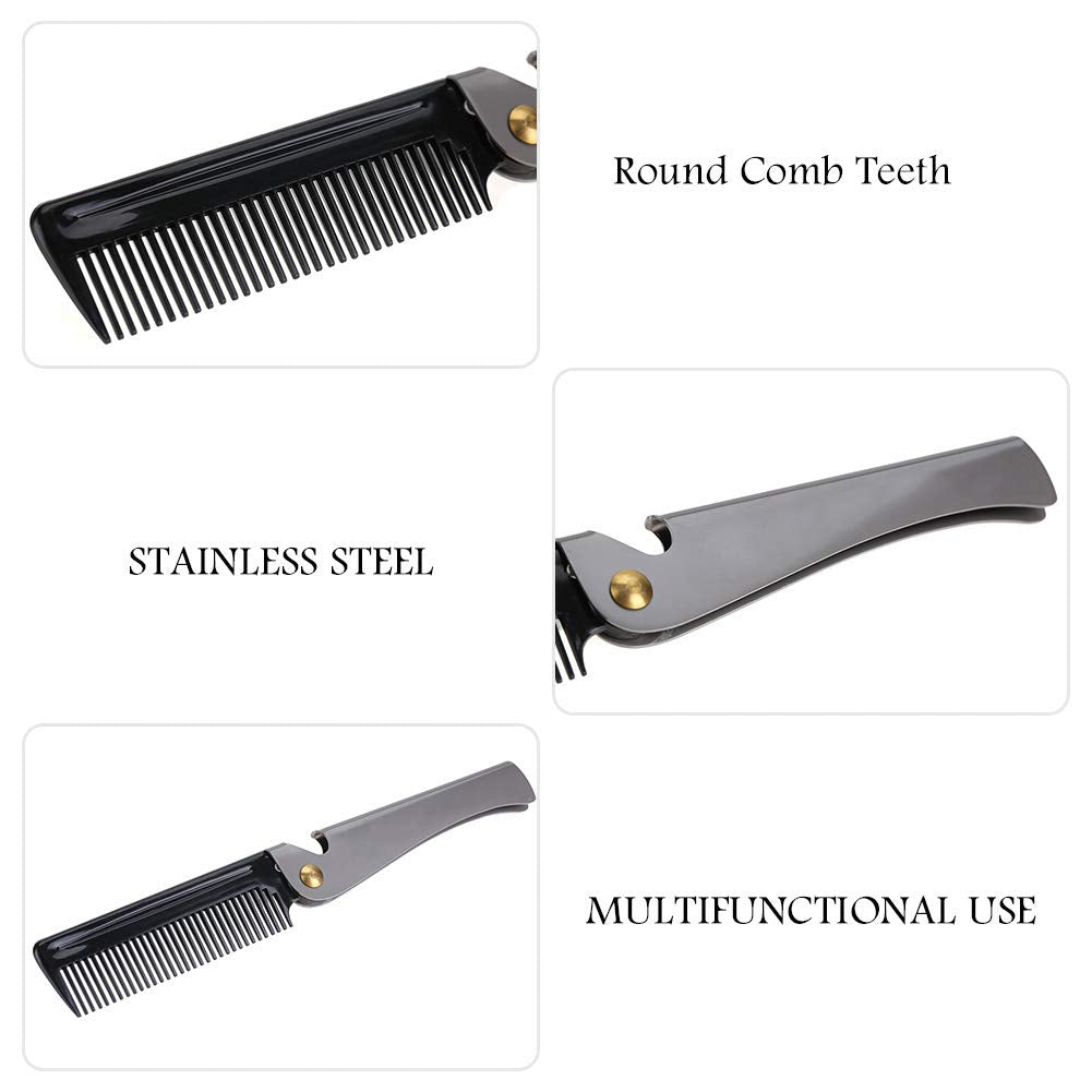 Pocket Stainless Steel Beard Comb Moustache Comb with Smooth Round Teeth for Men Grooming Beard Maintenance Tool (Peines para Barba y Bigote) Beauty and Personal Care EIMSOAH