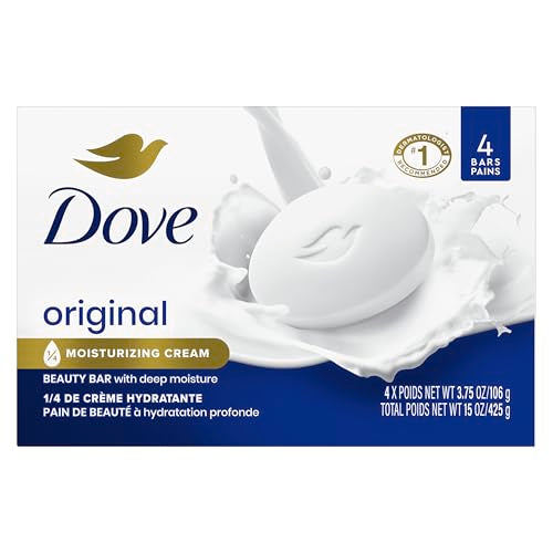 Dove Beauty Bar Gentle Skin Cleanser Moisturizing for Gentle Soft Skin Care Original Made With 1/4 Moisturizing Cream 3.75 oz, 4 Bars Beauty & Personal Care Dove