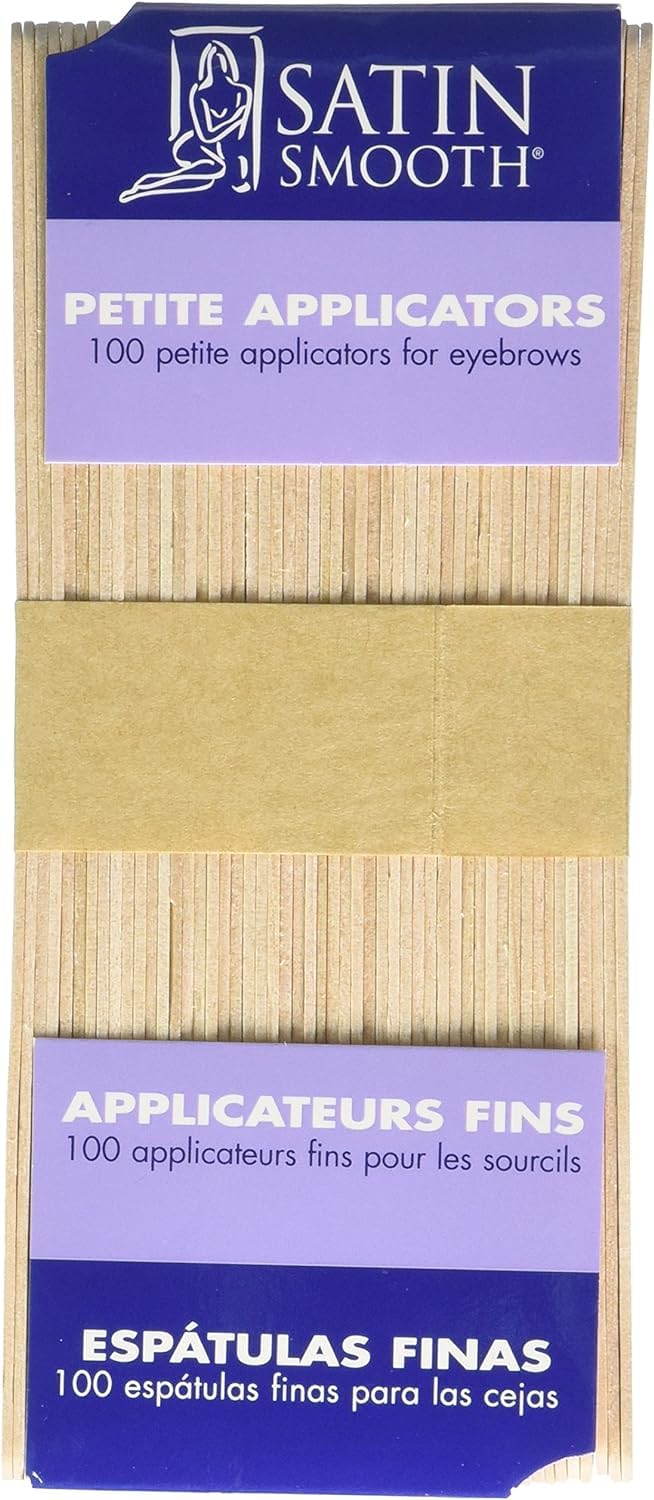 Satin Smooth Petite Wax Stick Applicators - Fine Wooden Sticks for Eyebrow & Facial Hair Removal, Precise Waxing Tools for Salons & Home, 100 Count Beauty and Personal Care SATIN SMOOTH