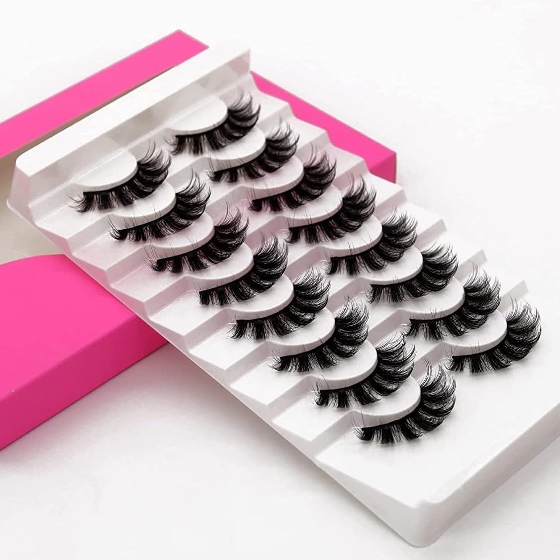 beautykaisen 8Pair 3D False Eyelashes Fluffy Natural Look PACK Volume Fluffy Natural Faux Mink Lashes(3D999 DRAK PINK) Beauty & Personal Care beautykaisen