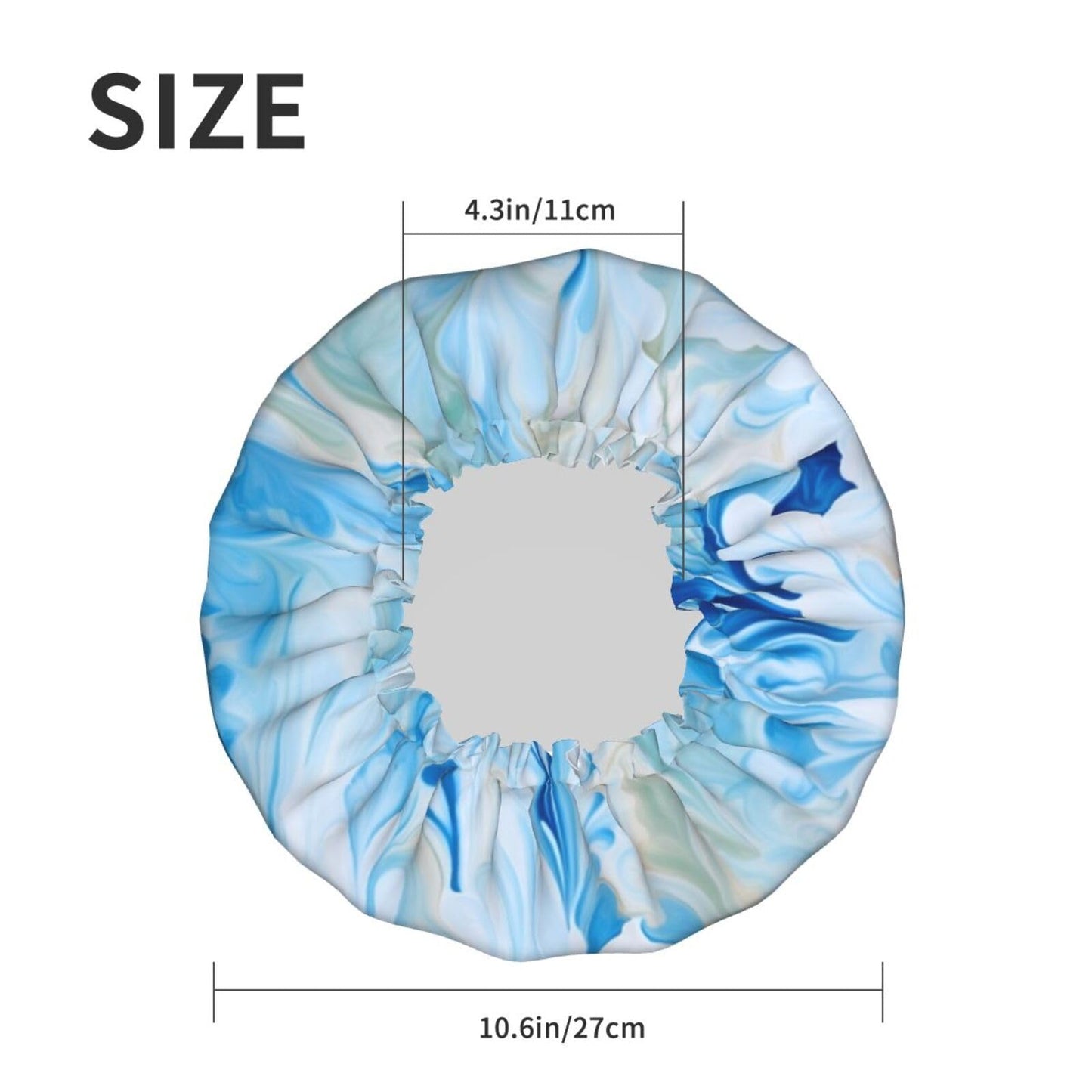 blue and white Shower Cap for Women Men Large Reusable Shower Bonnet Double-Layer Waterproof Bath Caps Elastic Band Hair Hat for All Hairstyles Beauty and Personal Care BWLHJKE