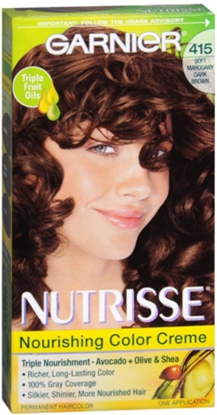 Garnier Nutrisse Haircolor - 415 Raspberry Truffle (Soft Mahogany Dark Brown) 1 Each (Pack of 3) Beauty & Personal Care Garnier