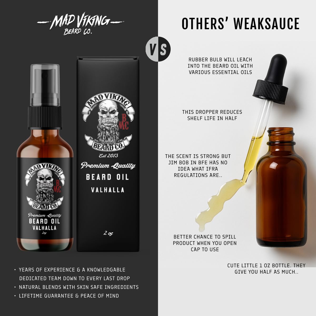 Mad Viking Valhalla Beard Oil - Hydrate, Soften And Grow Your Beard Naturally. Fight Itch And Dandruff With A Smooth Sandalwood & Vanilla Scent, Made Beauty and Personal Care MAD VIKING BEARD CO.
