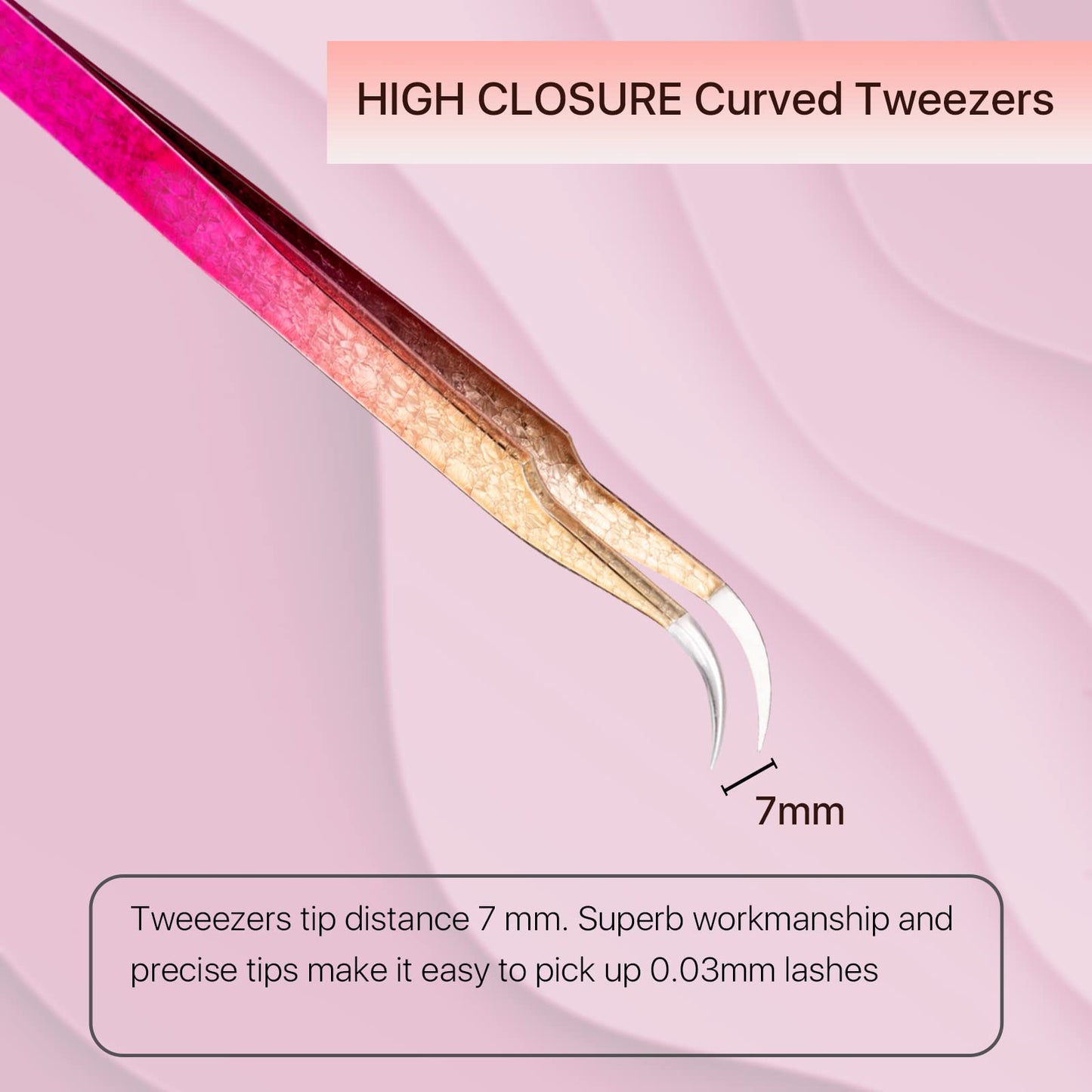 Miuffue Curved Eyelash Extension Tweezers Gold Pink Gradient Ice Crack Precision Stainless Steel Lash Extension Tweezers for Making Volume And Classic Beauty and Personal Care Miuffue