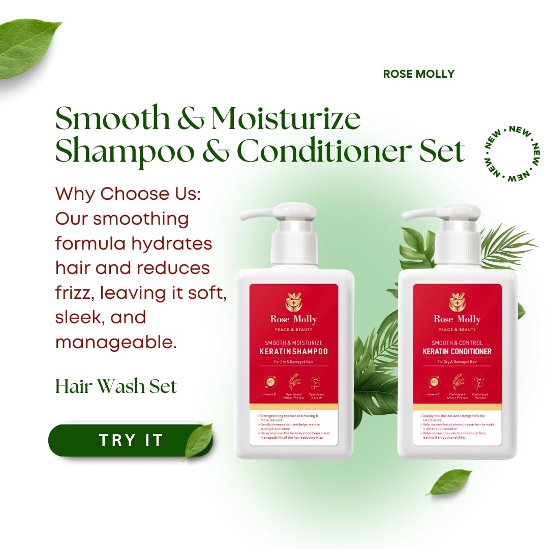 Rose Molly Keratin Shampoo and Conditioner for Dry, Damaged Hair Beauty & Personal Care Rose Molly