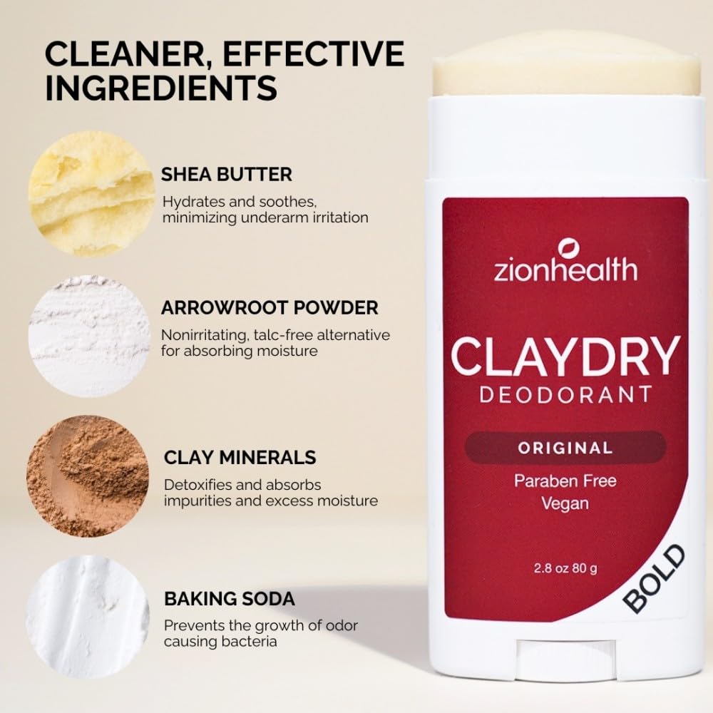 Zion Health Bold, ClayDry Deodorant, Original, 2.8 oz (80 g) Beauty and Personal Care Zion Health