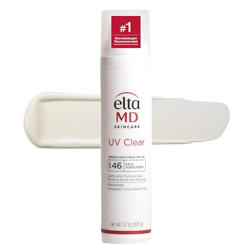 EltaMD UV Clear Face Sunscreen SPF 46, Oil Free Sunscreen with Zinc Oxide, Dermatologist Recommended, For Acne-Prone Sensitive Skin, 3.7 oz Beauty & Personal Care EltaMD
