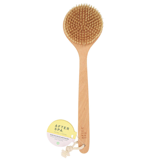Dry Brushing Body Brush with Handle by Afterspa, Back Scrubber for Shower, Exfoliating Shower Brush, Shower Scrubber for Body, Vegan and Cruelty Free Beauty and Personal Care AFTERSPA
