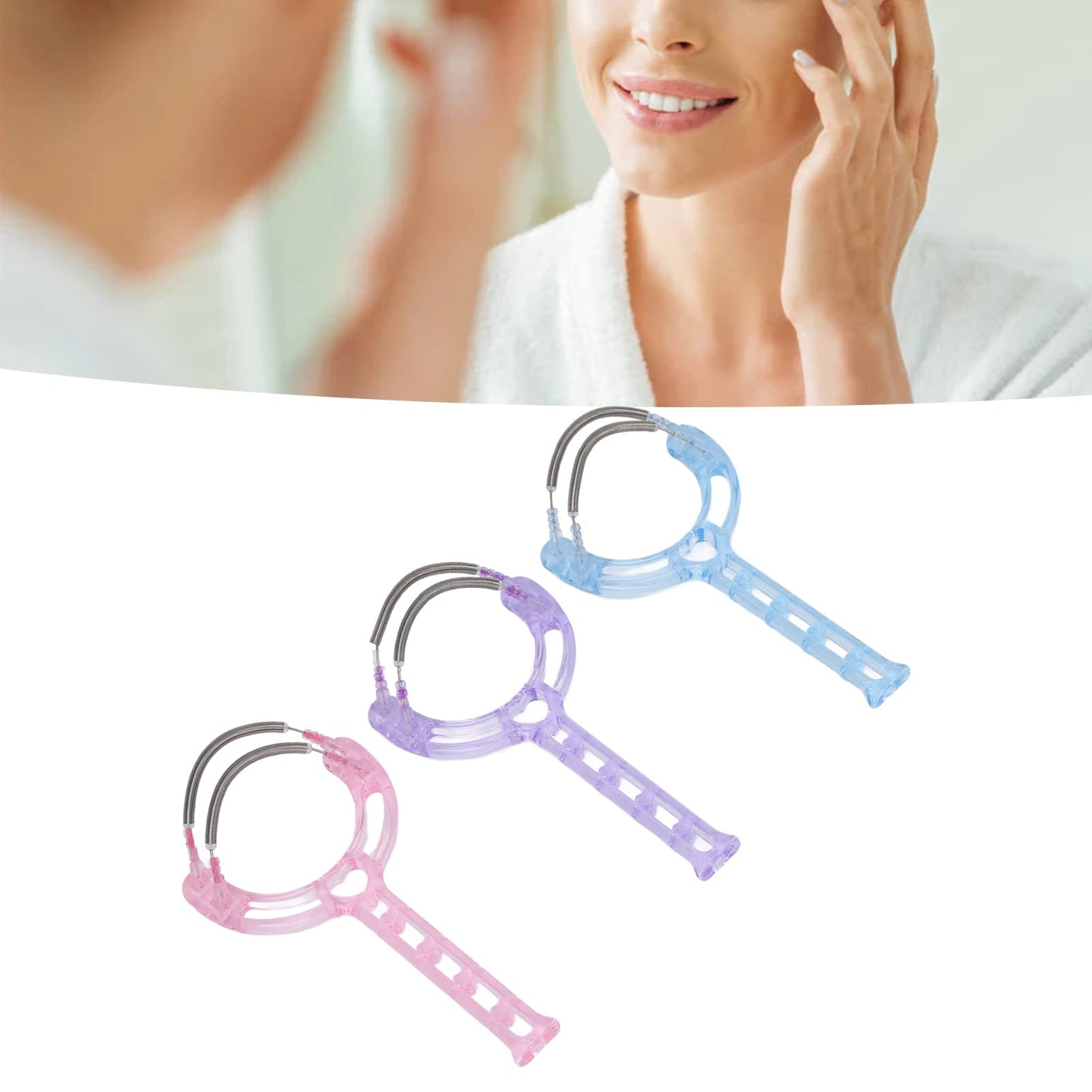 3PCS Spring Manual Face Hair Remover, Hair Removal Spring Handheld Face Epilator for Women Eyebrow Chin Cheek Mustache Upper Lip Beauty and Personal Care FILFEEL