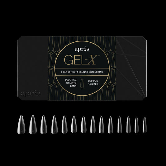 Apres Gel-X® Stiletto Box of Nail Tips | 280 Gel-X Tips, Soft Tips, 14 Sizes 00-9 | Half-sizes Included (Sculpted Stiletto Long, 280 Count)