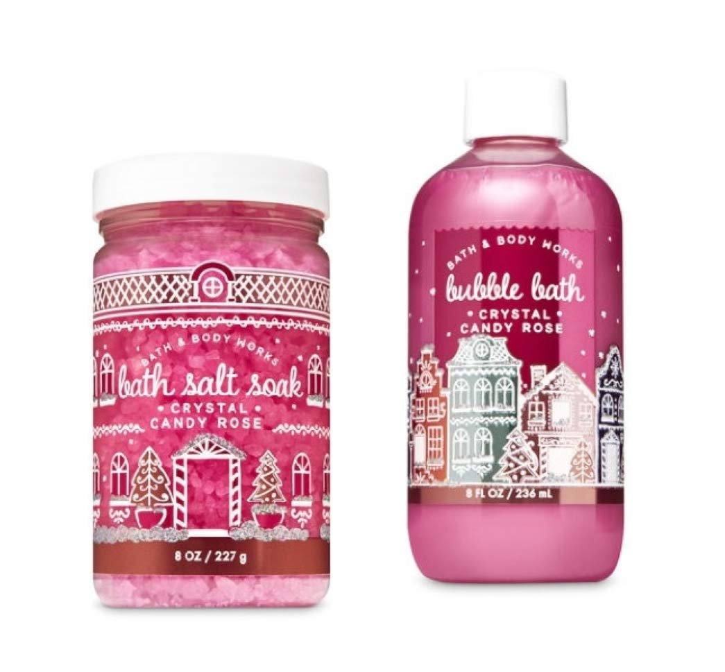 Bath and Body Works - Crystal Candy Rose - 2019 2 pc Gift Set - Bath Salt Soak and Bubble Bath Beauty and Personal Care Bath & Body Works