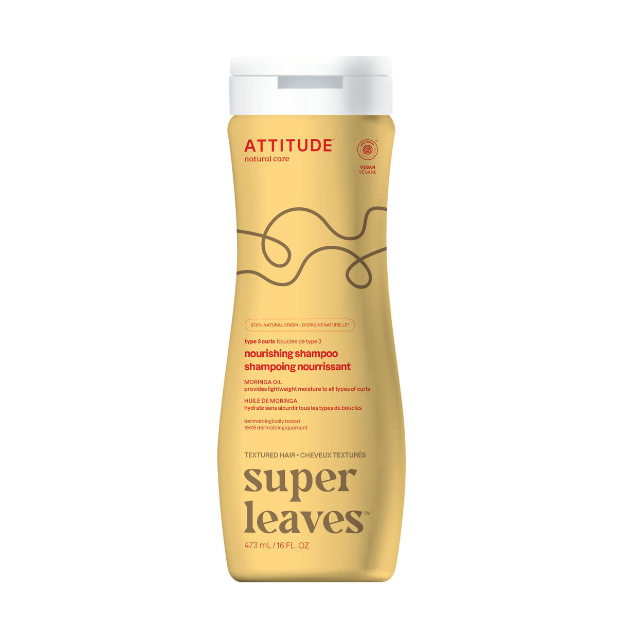 ATTITUDE Nourishing Shampoo for Curly Hair with Moringa Oil, EWG Verified, Vegan and Naturally Derived, 3a, 3b, 3c Curl Type, Provides Lightweight Beauty & Personal Care ATTITUDE