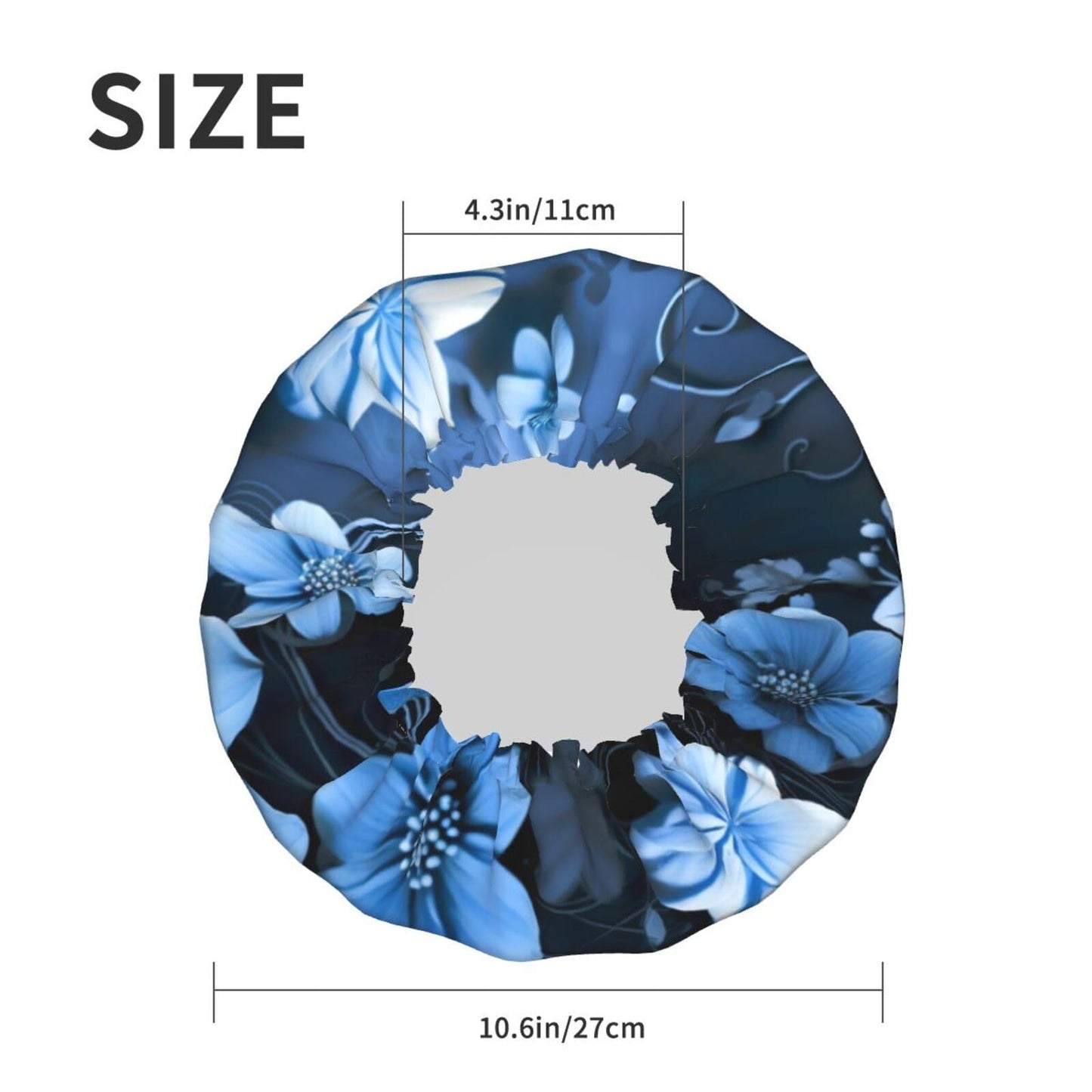 Blue Flowers Shower Cap for Women Men Large Reusable Shower Bonnet Double-Layer Waterproof Bath Caps Elastic Band Hair Hat for All Hairstyles Beauty and Personal Care BWLHJKE