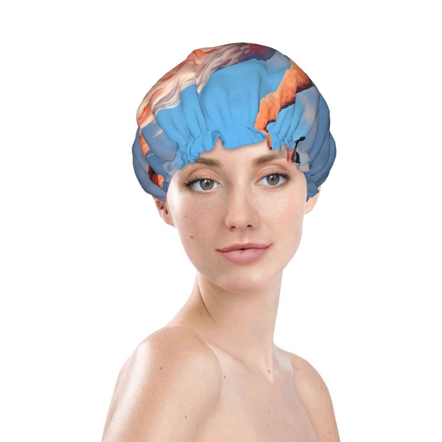Flamingo In Water Ripple Shower Cap For Women Reusable Double Layers Bathing Bath Cap Hair Caps Waterproof Elastic Band Ladies Spa Salon Shower Hat Beauty and Personal Care GDSHJKLW
