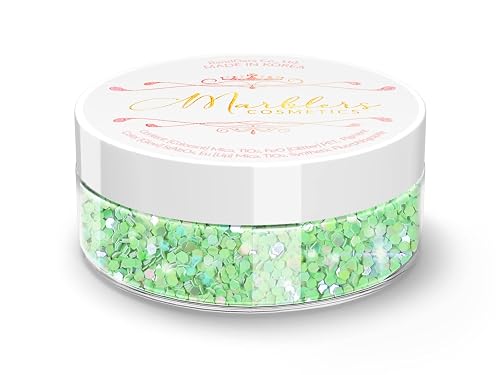 MARBLERS Mermaid Shaped Face & Body Glitter [Green] 0.18oz (5g) | Chunky | Chopped | Flake | Non-Toxic | Vegan | Cruelty-Free | Festival, Rave & Party Beauty & Personal Care MARBLERS