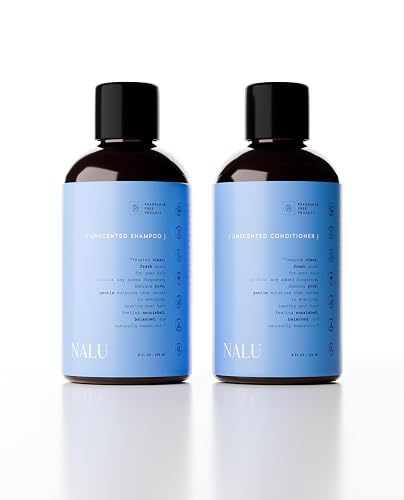 NALU Organic Unscented Shampoo & Conditioner Set - Fragrance-Free Solution for Sensitive Scalps. Nourishing & Strengthening. 8 Fl Oz Each. Beauty & Personal Care NALU