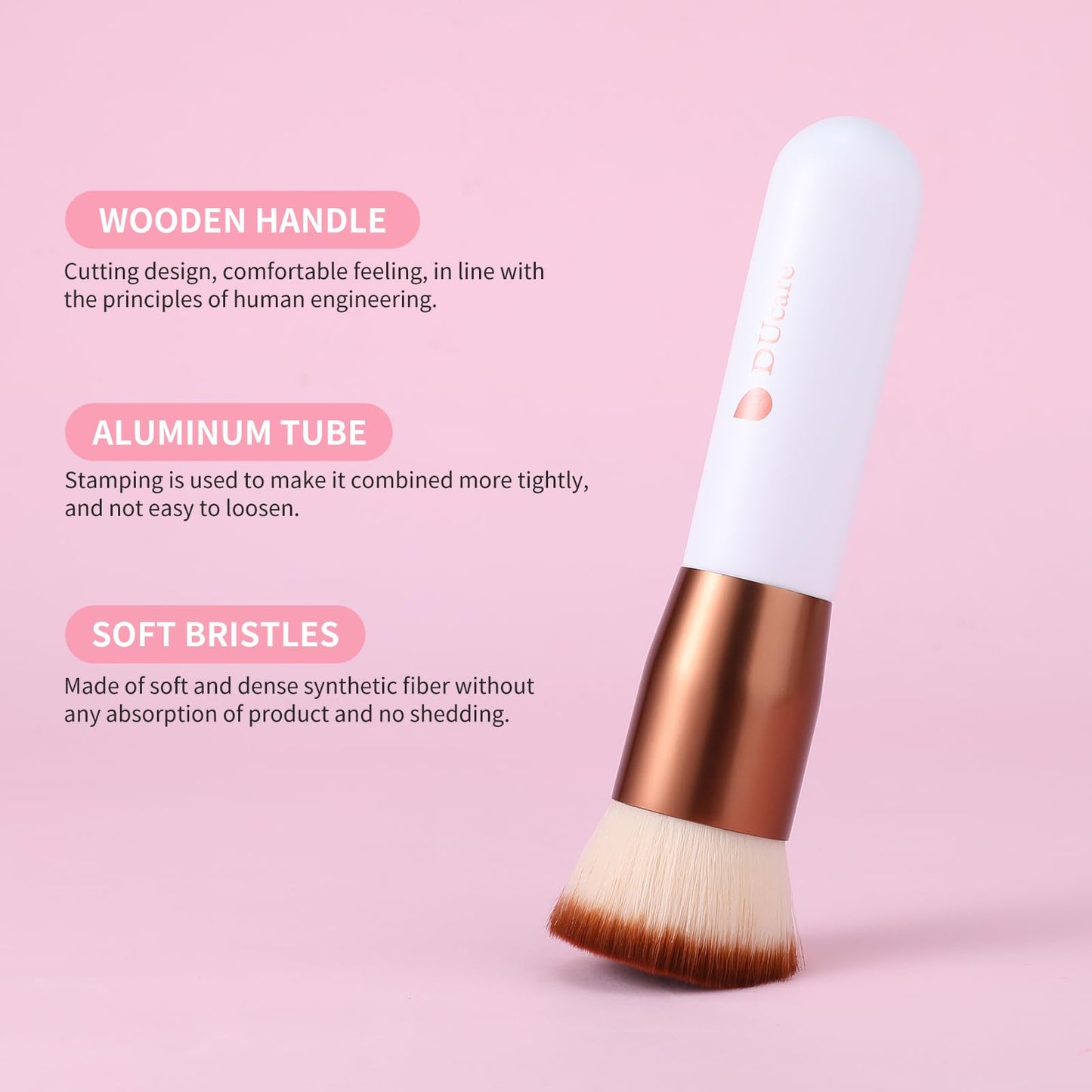 DUcare Foundation Brush,Flat Top Kabuki Brush Synthetic Professional Makeup Brush Liquid Blending Mineral Powder Buffing Stippling Makeup Tools, Rose Beauty & Personal Care DUcare