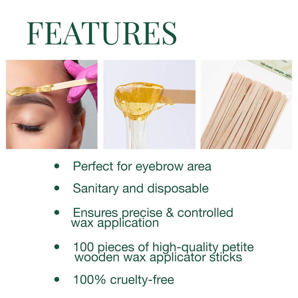 Clean + Easy Petite Wooden Applicator Waxing Sticks - Small Wax Sticks for Hair Removal Waxing, 100 Count Beauty and Personal Care Clean + Easy