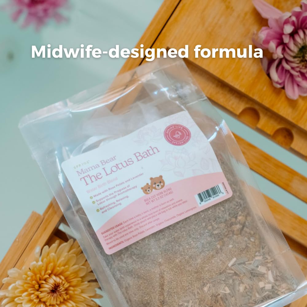SPRIGS The Lotus Bath, 5.2 Oz - Herbal Water Birth Blend - Bathtub Additive with Soothing Natural Ingredients - Organic Rose, Chamomile, Lemongrass Beauty and Personal Care SPRIGS