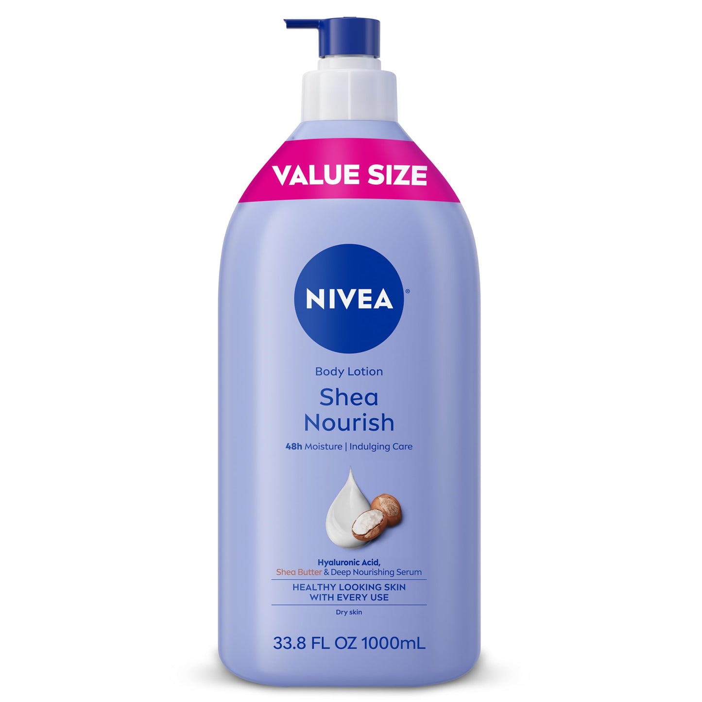 NIVEA Shea Nourish Body Lotion for Dry Skin with Hyaluronic Acid, Shea Butter and Deep Nourishing Serum, 48-Hour Body Moisturizer, 33.8 Fl Oz Pump Beauty & Personal Care NIVEA