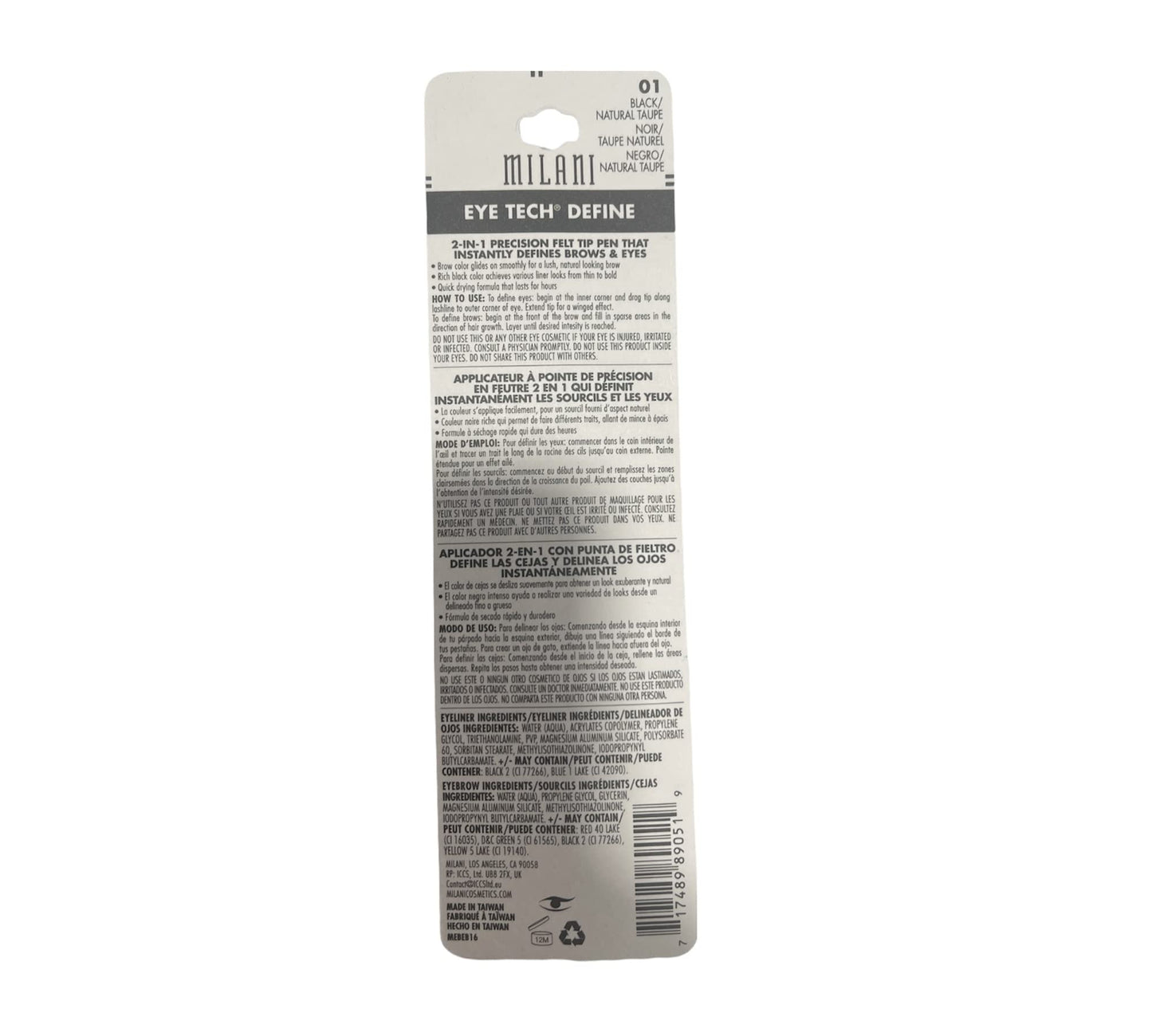 Milani Eye Tech Define - 2-in-1 Brow + Eyeliner Felt-tip Pen, Natural Taupe/Black, 0.04 Fluid Ounce Beauty & Personal Care Milani
