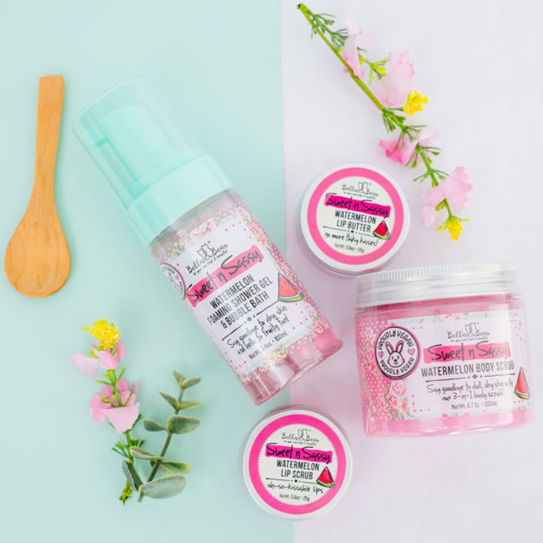 Bella & Bear Sweet 'n' Sassy Spa Gift Set for Women & Teen Girls - Bath & Body Gift Set with Shower Gel, Body Scrub, Lip Scrub & Lip Butter Beauty and Personal Care Bella and Bear