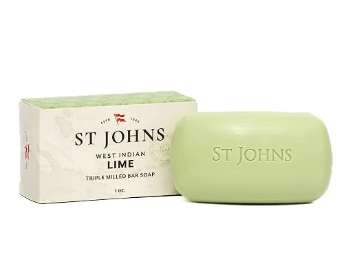 St. John West Indian Lime Soap Bar | Refreshing Caribbean Citrus Soap for Men | USA Made, Triple-milled Soap Bar | Luxury, Hydrating Body Soap Beauty & Personal Care St. John