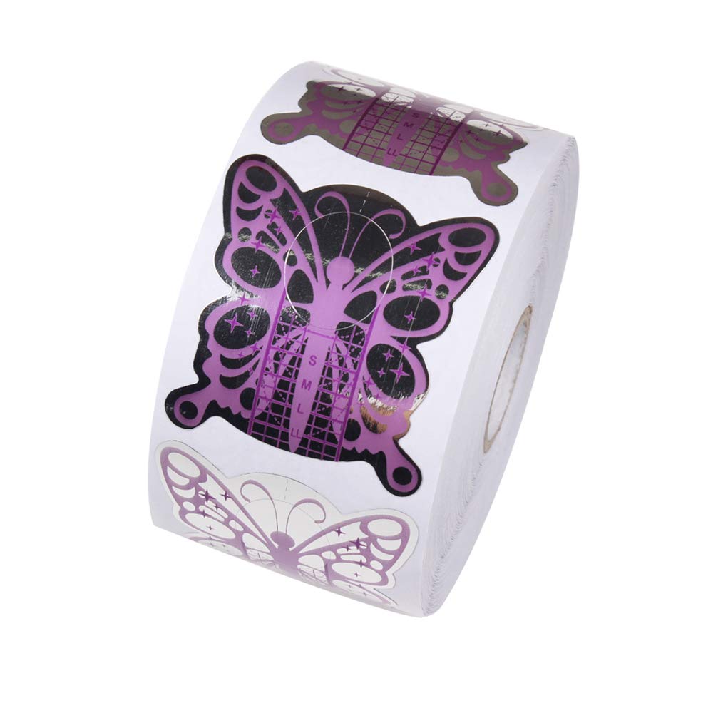 BeautyLeader 500Pcs Nail Form Pruple Bufferfly Shape Nail Art Guide Form Acrylic Tips UV Gel Extension Stickers Guide Stencil Manicure Tools for Nail Beauty & Personal Care BeautyLeader