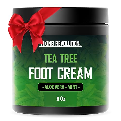 Viking Revolution Tea Tree Foot Cream for Dry Cracked Heels - Foot Balm For Cracked Feet - Dry Feet Repairing Cream with Aloe Vera and Mint (8oz) Beauty & Personal Care Viking Revolution