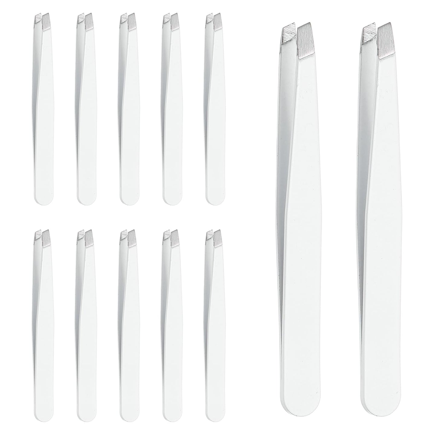 HARFINGTON 12Pcs Eyebrow Tweezers Set Stainless Steel Slanted Tip Beauty Tweezers Hair Plucking Casual Beauty Tools for Facial Hair Eyebrow, White Beauty and Personal Care HARFINGTON