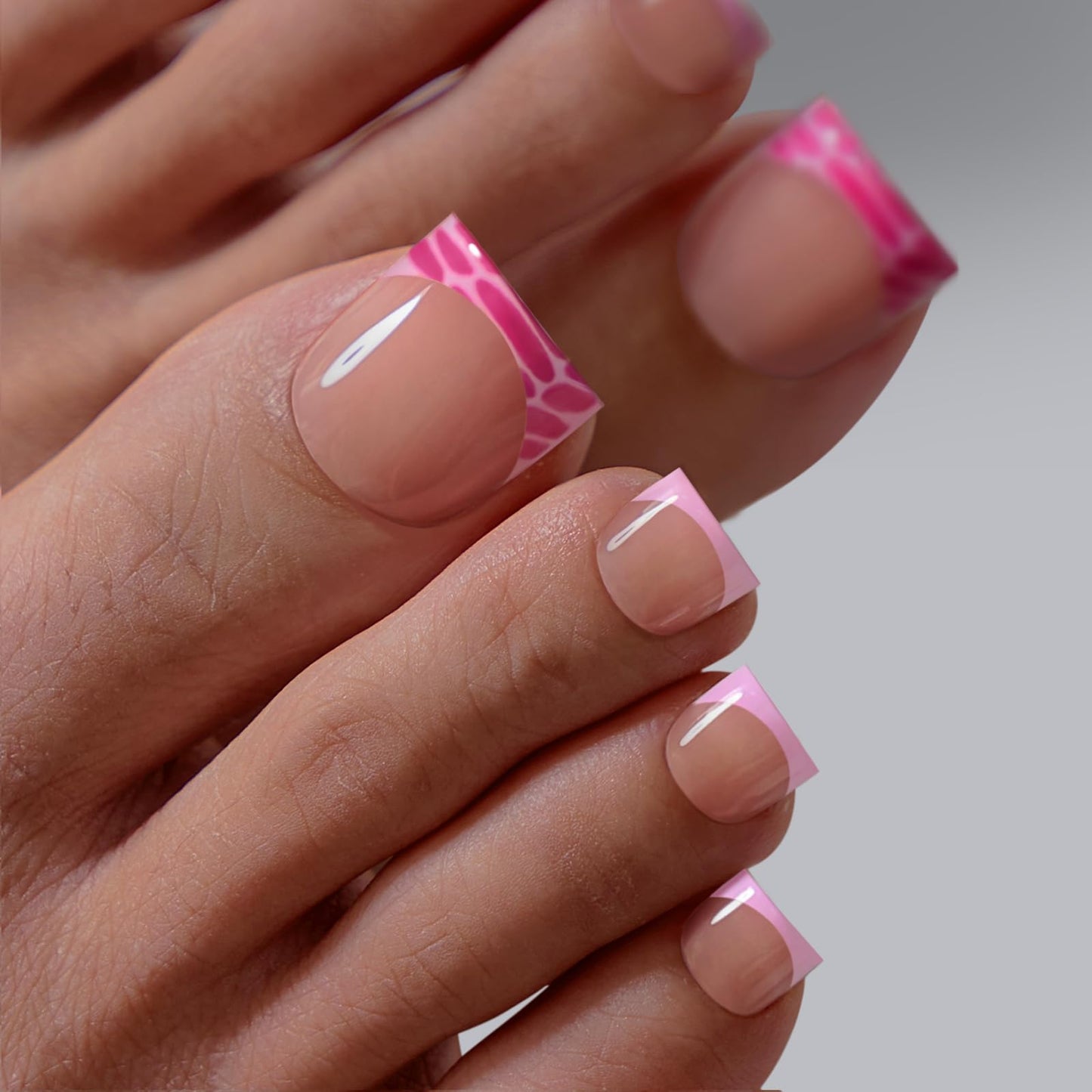 BTArtbox Press On Toenails - Lamp-Curable Sharp Square Toe Nail Press Ons with Glue for Women, Semi-Transparent French Tip Fake Toe Nail Tips in 15 Beauty and Personal Care BTArtbox Default Title