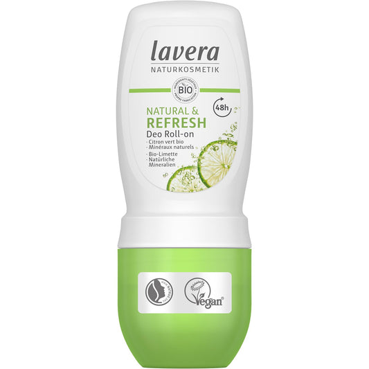 lavera Deo Roll-On Natural & Refresh - Roll On Deodorant for 48h Protection - with Natural Minerals & Lime - Aluminum Free - PETA Certified - Vegan Beauty and Personal Care lavera