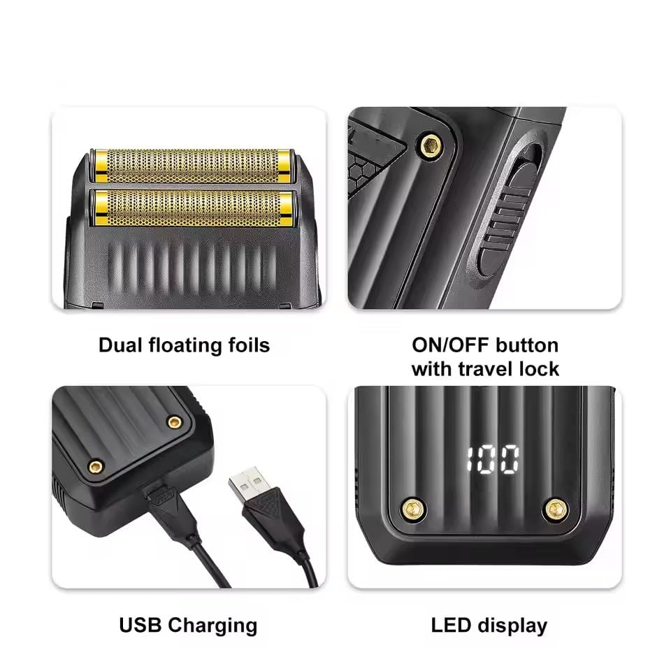 Electric Shaver Professional Hair Trimmer Rechargeable Shaving Barber Beard Trimmer Foil Hair Shaver for Men Beauty and Personal Care QDKVTNDJZ