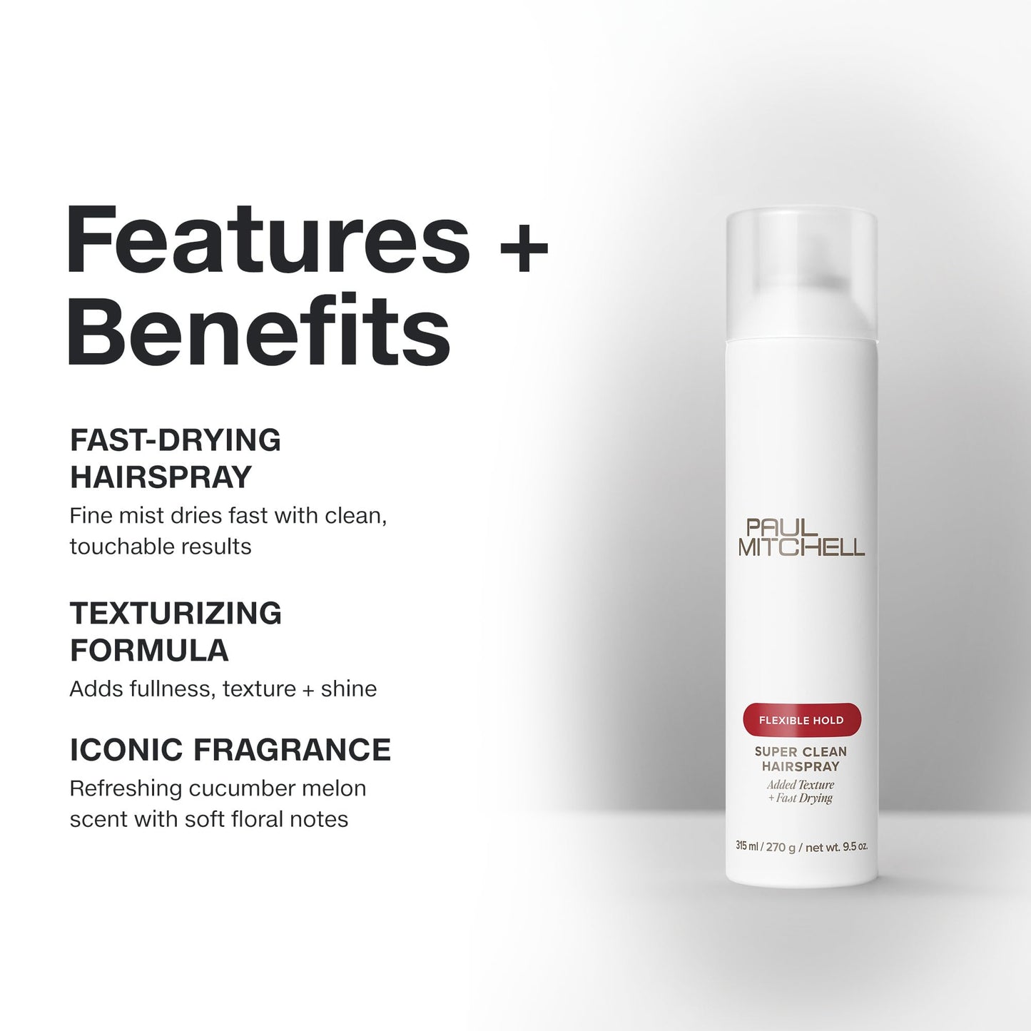 Paul Mitchell Super Clean Hairspray, Fast Drying, Adds Texture + Flexible Hold, For All Hair Types, 9.5 oz Beauty & Personal Care Paul Mitchell