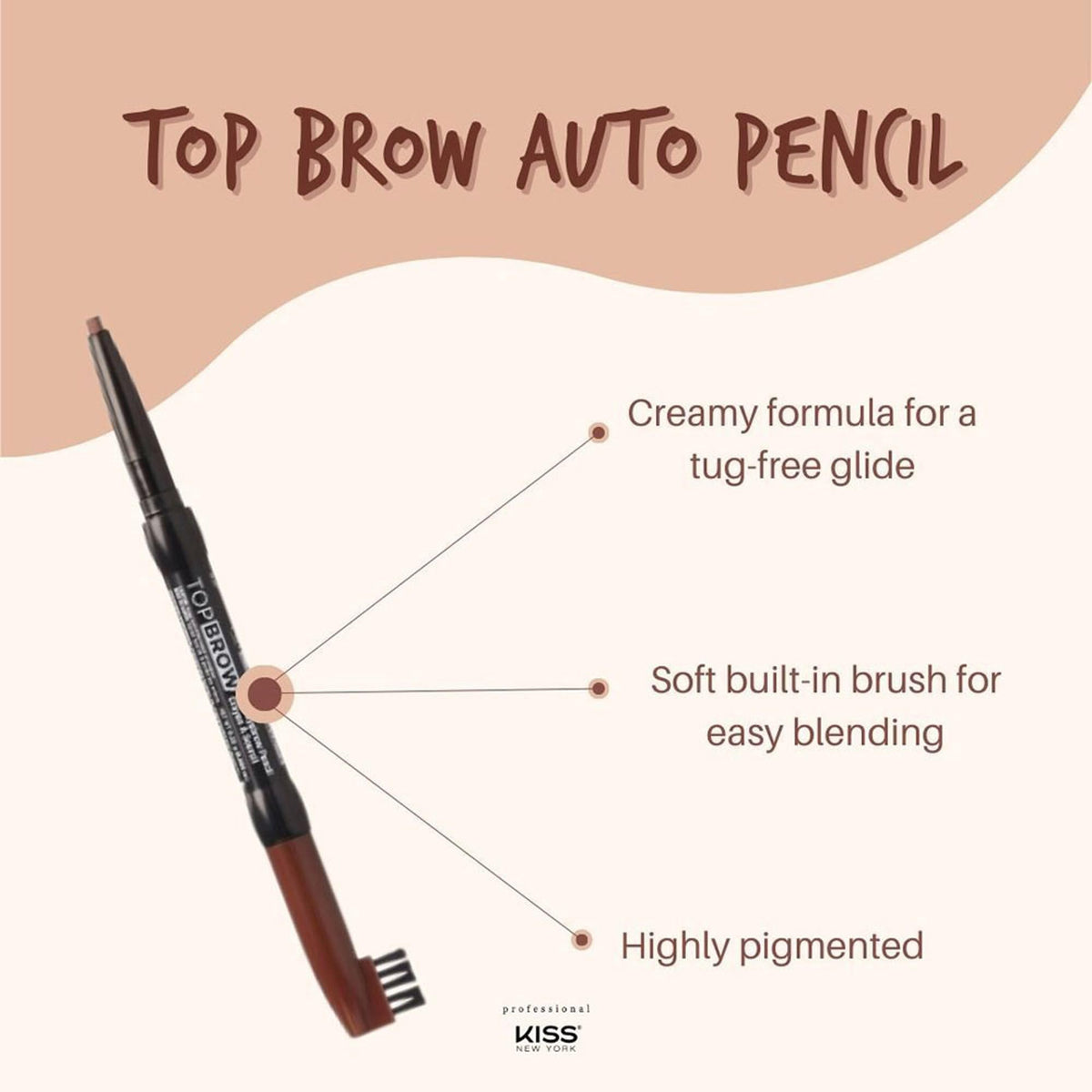 Kiss New York Professional Long-Lasting Eyebrow, Retractable Eyebrow Pencil, Rich Pigmentation, Coconut Oil Infused, Built-in Brush Brow, Sapes Beauty & Personal Care KISS NEW YORK
