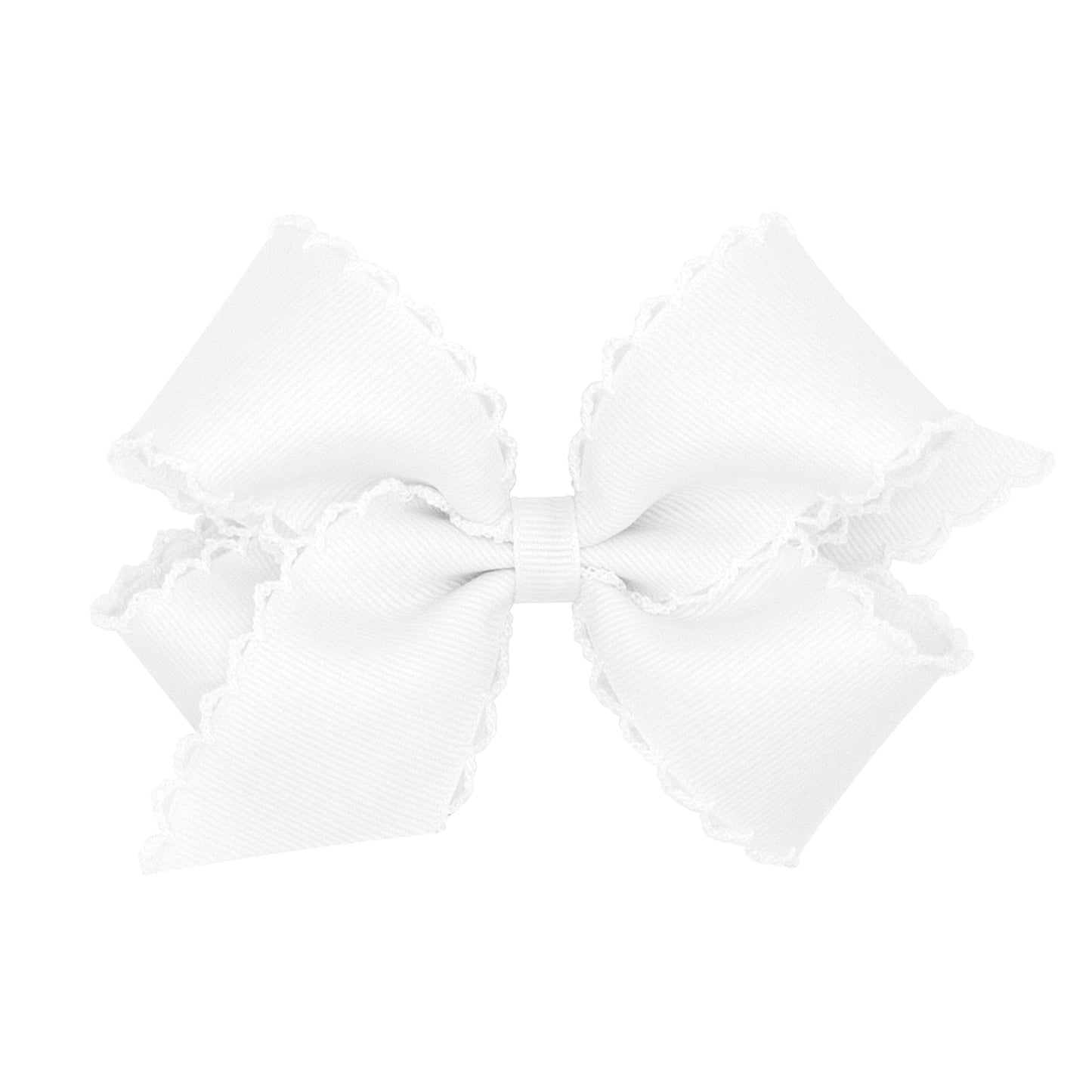 Wee Ones Girls' Classic Grosgrain Moonstitch Edge Hair Bow on a WeeStay Hair Clip, Matching Edge, Medium, White Beauty & Personal Care Wee Ones