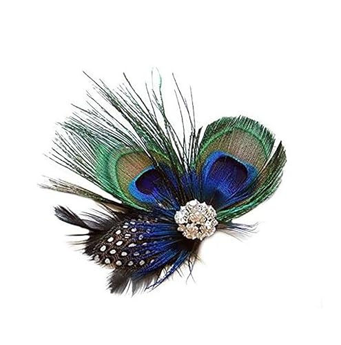 Women Bohemian Peacock Feather Hair Clip Hair Pin Elegant Fascinator Wedding Dance Party Headdress Headwear Hair Accessory Sequined Showgirl Headpiece Beauty & Personal Care Fodattm