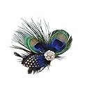 Women Bohemian Peacock Feather Hair Clip Hair Pin Elegant Fascinator Wedding Dance Party Headdress Headwear Hair Accessory Sequined Showgirl Headpiece Beauty & Personal Care Fodattm