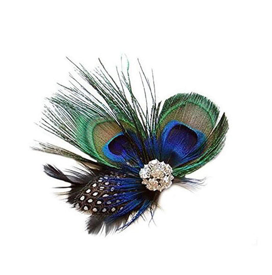 Women Bohemian Peacock Feather Hair Clip Hair Pin Elegant Fascinator Wedding Dance Party Headdress Headwear Hair Accessory Sequined Showgirl Headpiece Beauty & Personal Care Fodattm