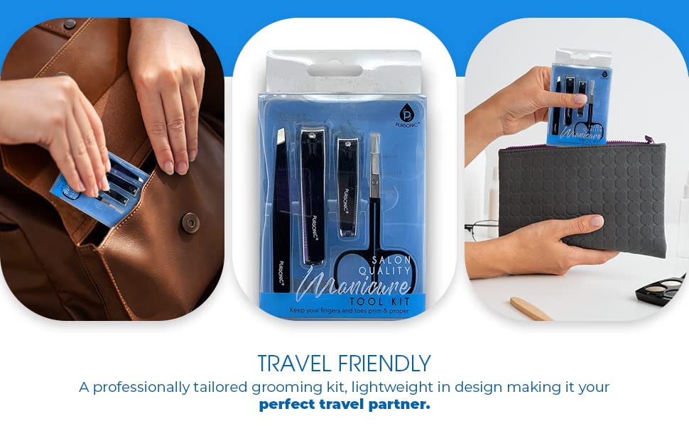 Pursonic | Salon Quality Manicure Tool Kit for Manicures & Pedicures, Includes Nail Clippers, Tweezers & Nail Scissors - Durable Stainless Steel Beauty & Personal Care Pursonic