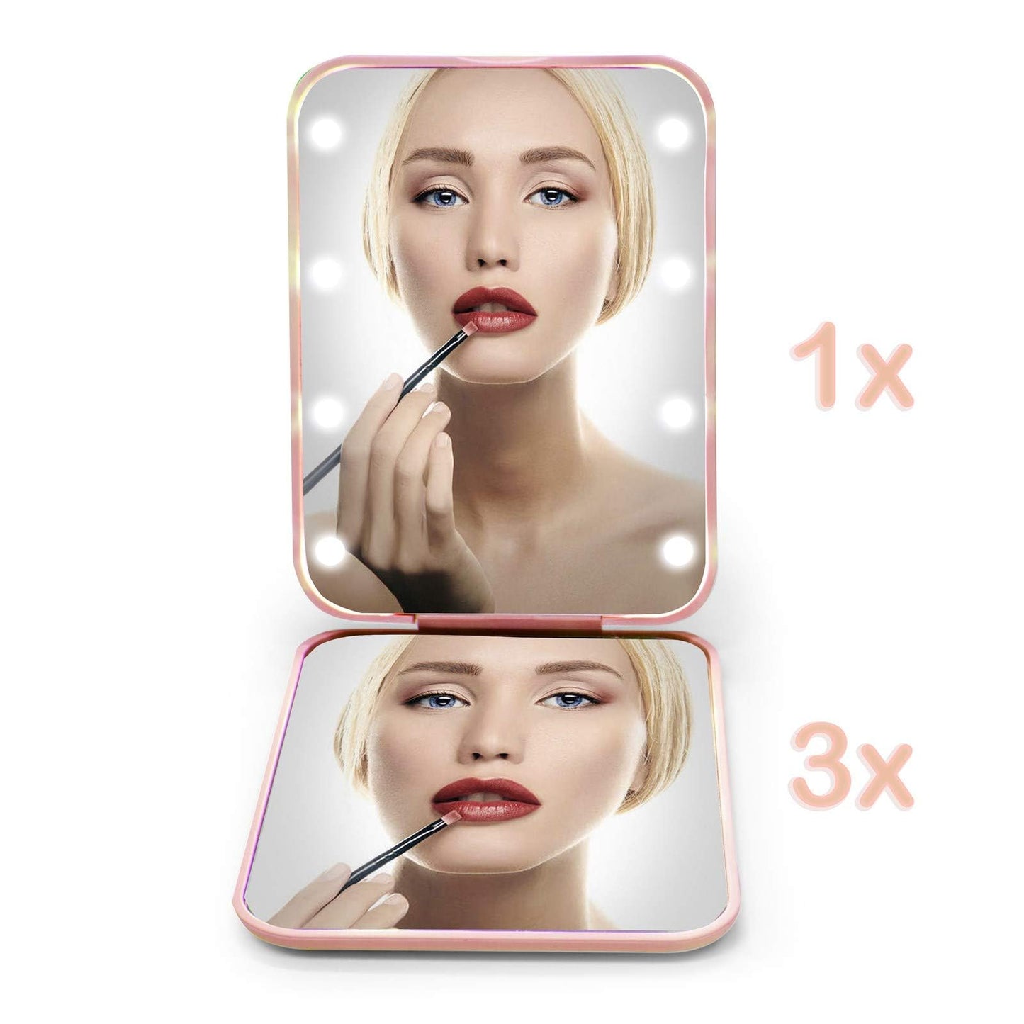 Kintion Pocket Mirror, 1X/3X Magnification LED Compact Travel Makeup Mirror with Light for Purse, 2-Sided, Portable, Folding, Handheld, Small Lighted Beauty and Personal Care Kintion