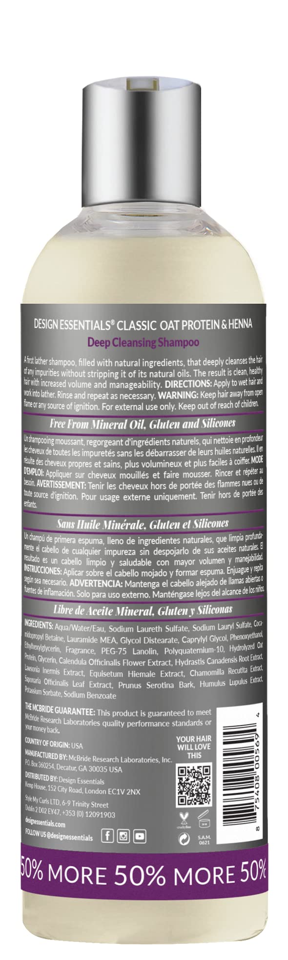 Design Essentials Oat Protein & Henna Deep Cleansing Shampoo for Relaxed & Natural Hair, Clarifies, Strengthens, & Volumizes Hair - Sulfate-Free, 12 Beauty & Personal Care Design Essentials