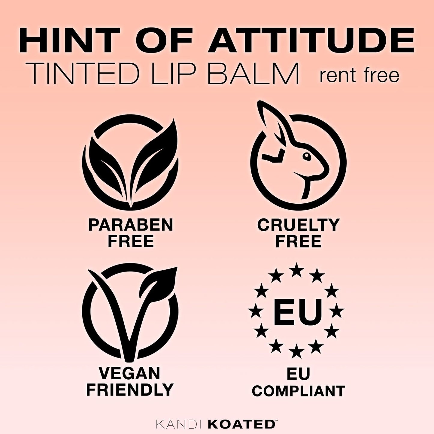 Kandi Koated Hint of Attitude [Rent Free] Tinted Lip Balm by Kandi Burruss - Sheer Tinted Balm, Moisturizing Chapstick with Vitamins, Paraben-Free Beauty and Personal Care Kandi