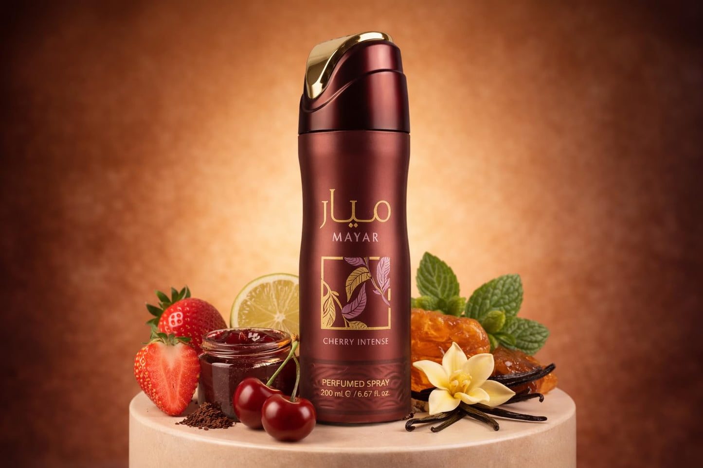 Lattafa Mayar Cherry Intense Perfumed Deodorant Spray 200ml (6.67 oz) - Fruity Sweet Cherry, Vanilla & Amber - Long Lasting Body Spray for Women Beauty and Personal Care Lattafa