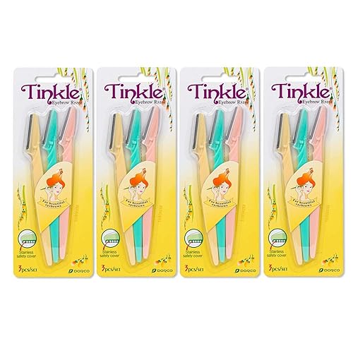 Tinkle Dermaplaning Tool 12ct, Dermaplane Razor for Women, Safe and Easy Peach Fuzz Remover, Eyebrow Trimmer with Protective Cover (4 Packs of 3) Beauty & Personal Care Tinkle