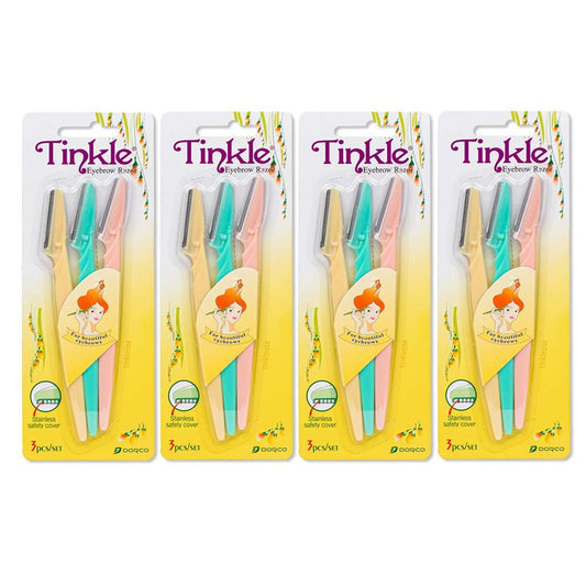 Tinkle Dermaplaning Tool 12ct, Dermaplane Razor for Women, Safe and Easy Peach Fuzz Remover, Eyebrow Trimmer with Protective Cover (4 Packs of 3) Beauty & Personal Care Tinkle