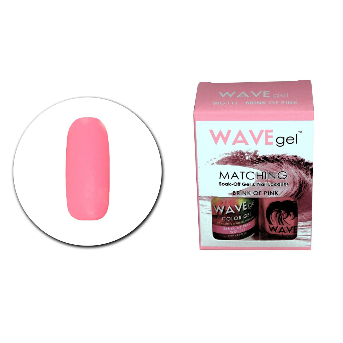 WAVEGEL Soak-0ff Gel & Nail Lacquer Matching Duo Set - Brink Of Pink - WG111-111 I 0.5 Oz